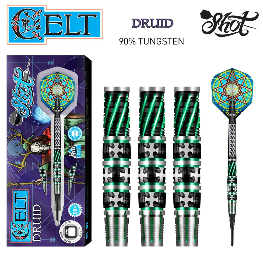 Celt Druid Soft Tip Dart Set-90% Tungsten Barrels - shot-darts