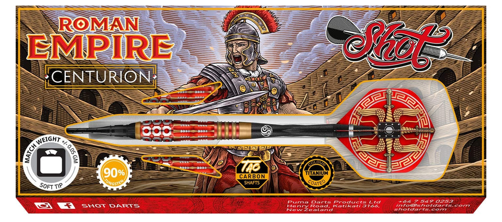 Roman Empire Centurion Soft Tip Dart Set-90% Tungsten Barrels