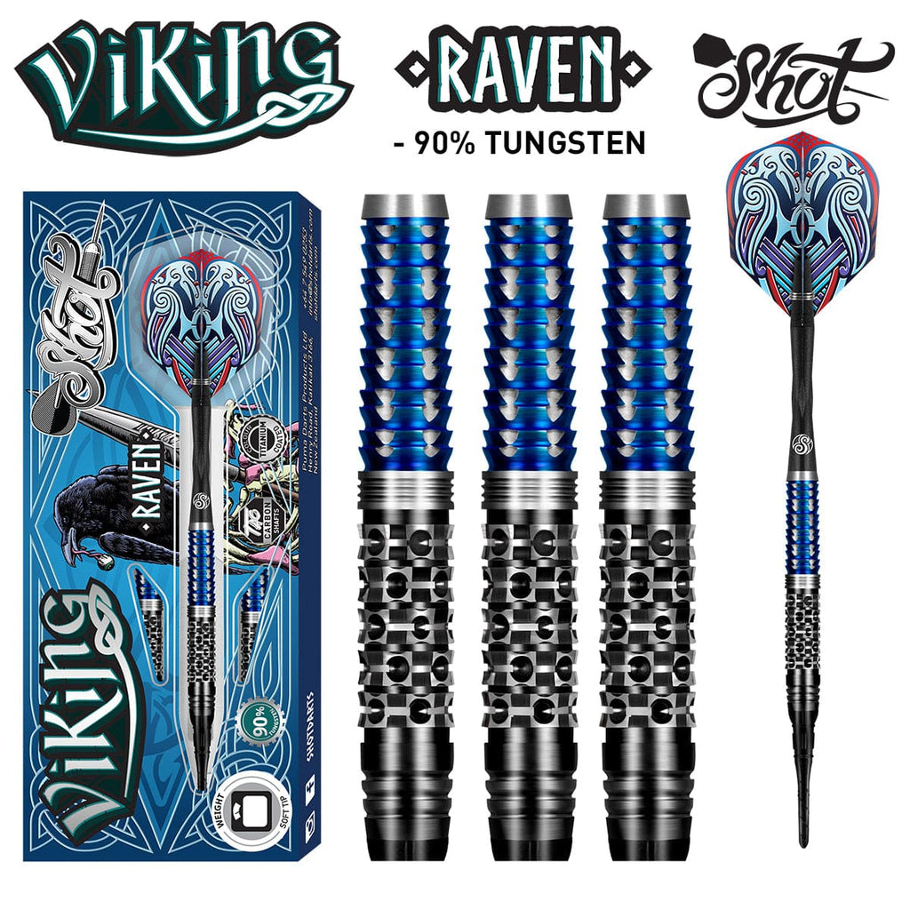 Viking Raven Soft Tip Dart Set-90% Tungsten Barrels - shot-darts